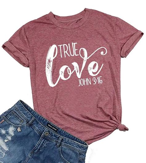 True Love Christian Shirt Women Inspirational Short Sleeve Letter Print Graphic Tee Tops Cute