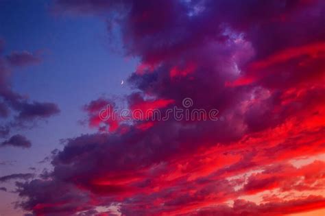 Purple Sky And Clouds March 8 International Women`s Day Stock Photo