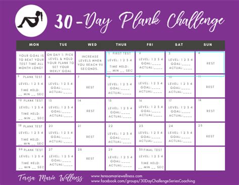 30 Day Plank Challenge Teresa Marie Wellness