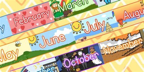 Months Of The Year Display Borders Months In A Year Classroom