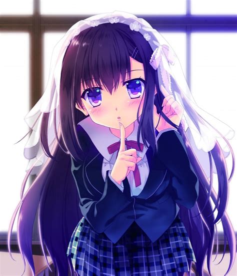 Wallpaper Anime School Girl Shhh Long Hair Loli