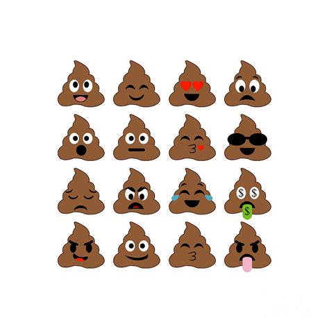 Cute Poop Happy Poop Emoji Emotional Piles Of Poop Digital Art By Shawlin