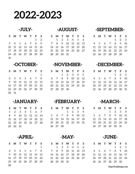 2022 2023 School Year Calendar Word Template
