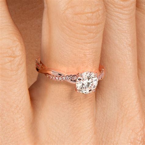 14k Rose Gold Petite Twisted Vine Diamond Ring 18 Ct Tw In 2020