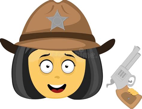 Vektor Emoji Girl Sheriff Cowboy Pistole Vektor Abbildung