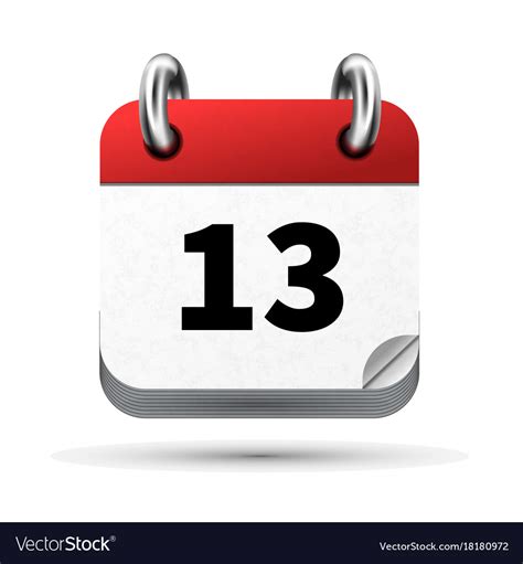 Bright Realistic Icon Of Calendar With 13th Date Vector Image