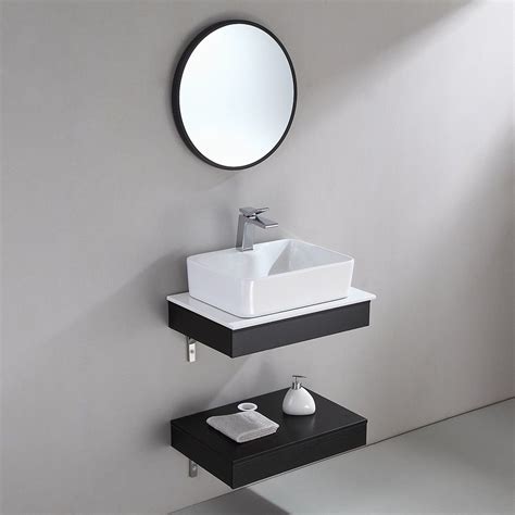 Modern 2435 Floating Wall Mount Single Bathroom Vanity Set With