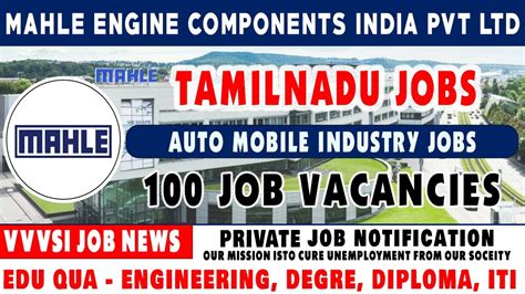 Mahle Engine Components India Pvt Ltd நிறுவனத்தில் 100 வேலை வாய்ப்புகள்