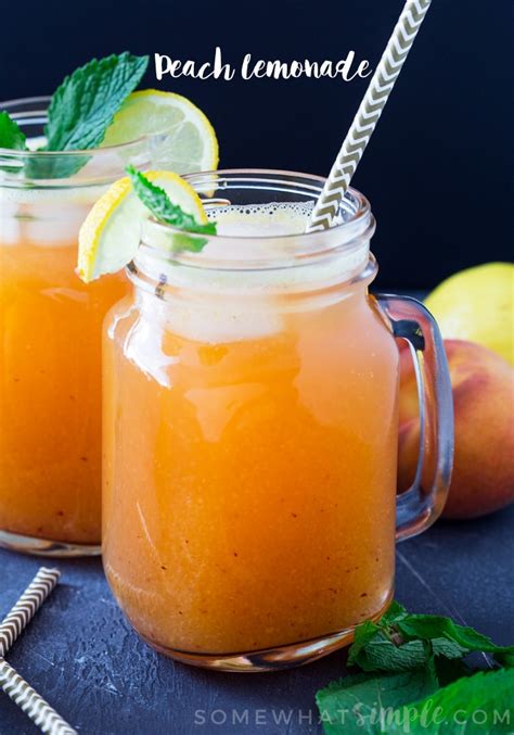 Fresh Peach Lemonade Recipe 10 Min Prep Somewhat Simple