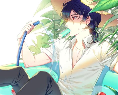 Well have game developers ever thought i wanted my self insert to look cool as hell? all male black hair cropped enk ensemble stars! hat male popsicle red eyes sakuma rei waifu2x ...
