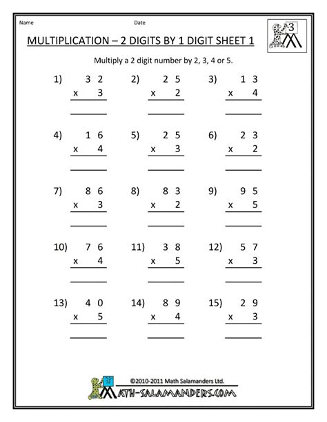 Multiplication Worksheet For Grade 2 Pdf
