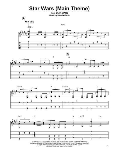 Lifetime access to song in playground sessions application. Star Wars (Main Theme) Sheet Music | John Williams | Guitar Tab
