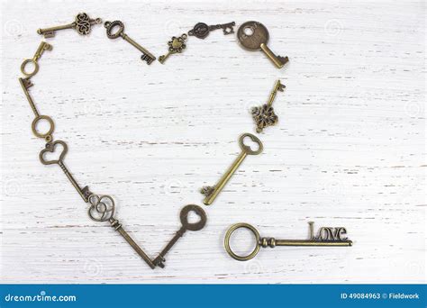 Heart Shape Made With Old Antique Keys Valentines Day Concept Stock