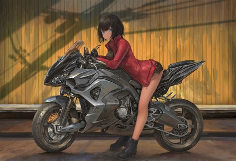 Leather Jackets Anime Girl On Bike 4k Wallpaper Hd Anime Wallpapers 4k Wallpapers Images