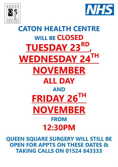 Caton Health Centre Advanced Closure Dates Queen Square Medical Practice
