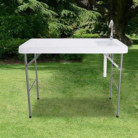 Fish Cleaning Table With Sink And Sprayer Portable Folding Table