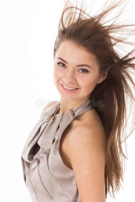 Fashion Portrait Young Woman In Elegant Silver Dress Girl With Elegant