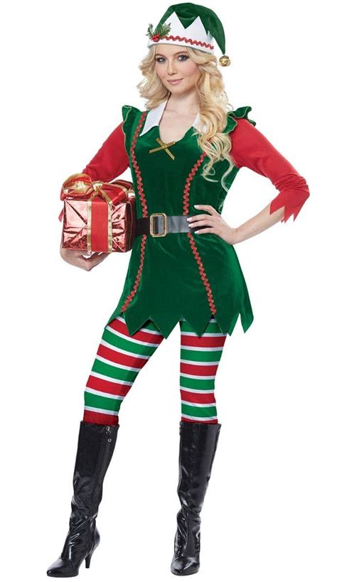Deluxe Christmas Costume For Women Men Fancy Dress Elf Adult Christmas Costume Clothes Shoes