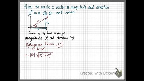 How To Write A Vector As Magnitude And Direction Youtube