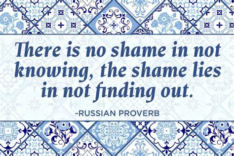 there is no shame in not knowing the shame lies in not finding out russian adage life