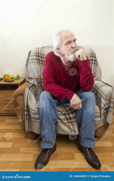 The Old Man In The Armchair At Home Stock Image Image Of Patient