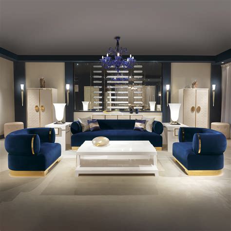 High End Modern Italian Designer Blue Velvet Sofa