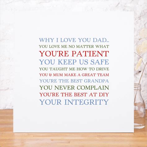 Personalised Things We Love About Dad Print By Faith Hope And Love
