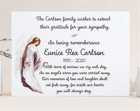 Buy Angel Thank You Cards For Funeral Choose Quantity And Colors A2