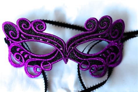 Purple Plum Masquerade Lace Mask Black Lace And Violet Etsy
