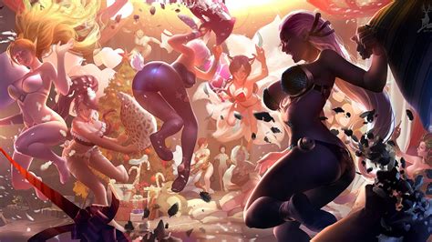 League Of Legends Girls Pillow Fight Lolwallpapers