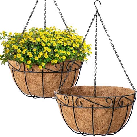 Amagabeli 4 Pack 12 Inch Hanging Baskets For Plants Flowers Planter