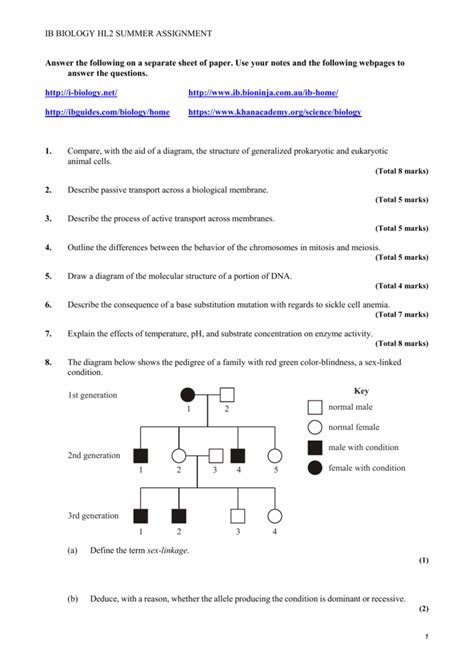 Ib Biology Hl Past Papers - IB Biology HL 2 Summer Assignment
