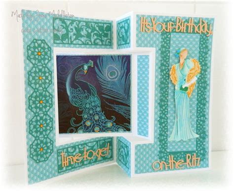Cute Critter Cards Tattered Lace Art Deco Tri Fold Card