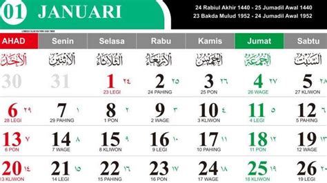 Link Download Kalender Masehi 2019 Dan Hijriyah 1440 1441 Versi