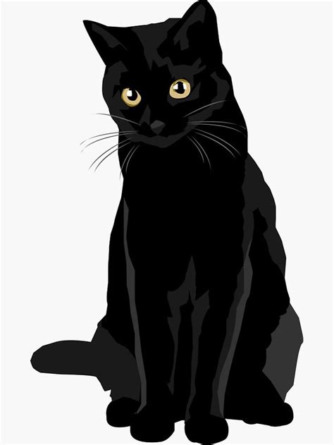 Pegatina Gato Negro De Bluhak Black Cat Sticker Black Cat Drawing