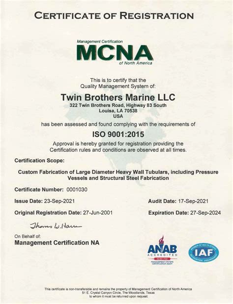 Quality Management Systems Twin Brothers Marine