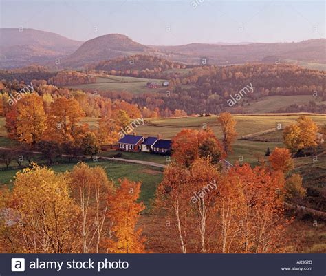 Green Mountains Of Vermont Usa During Fall Foliage Season Stock Photo