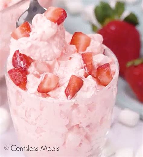 light creamy and extra fluffy this strawberry fluff combines a mixture of jello cool whip and