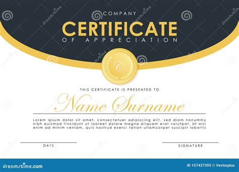 Certificate Template In Elegant Dark Blue Colors With Golden Medal