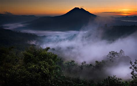 Nature Landscape Mist Mountain Valley Volcano Forest Sunrise
