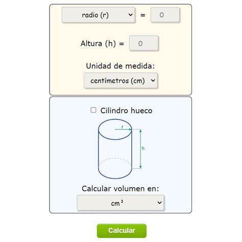 Calculadora De Volumen De Un Cilindro Online
