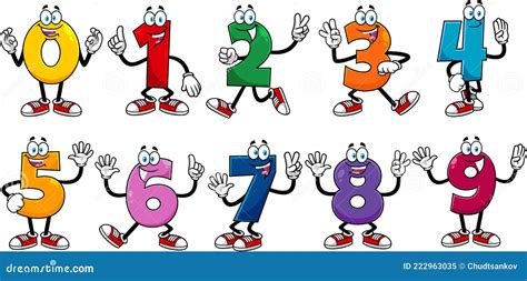 Funny Number Cartoon Character Vector Collection Set Stock Vector