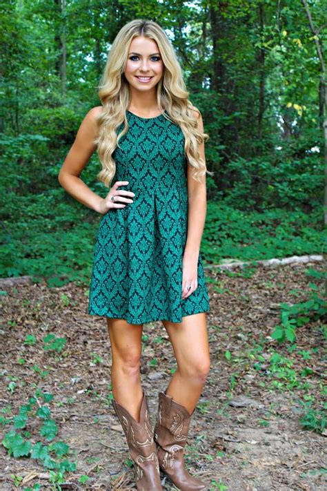 ← Country Girl Style Teal Green Dress With Taupe Cowboy Boots In This