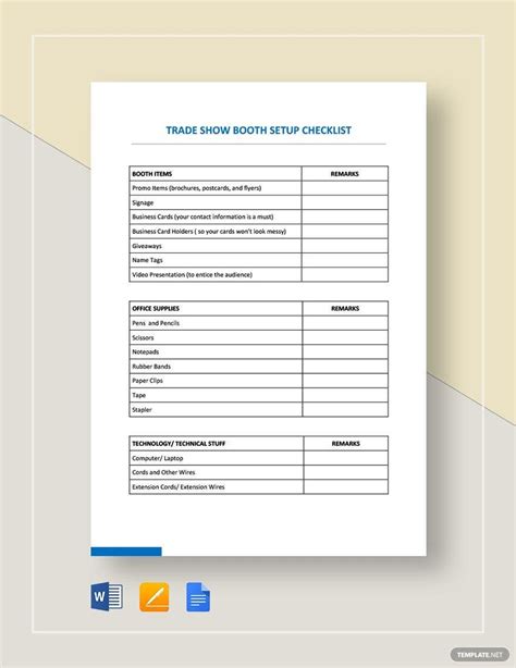 Trade Show Checklist Template In Word Free Download
