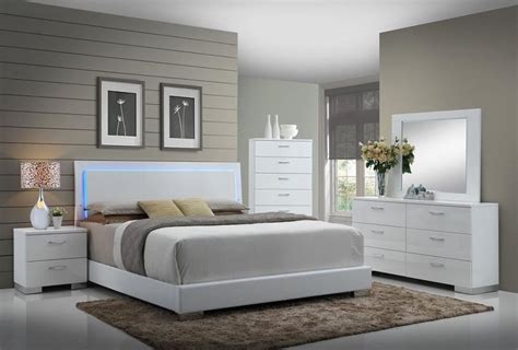felicity glossy white  led lighting king bed quality