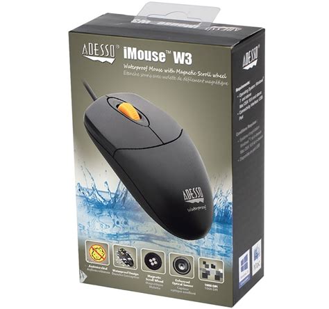 Adesso Imouse W3 Waterproof Mouse With Magnetic Scroll Wheel Imouse W3