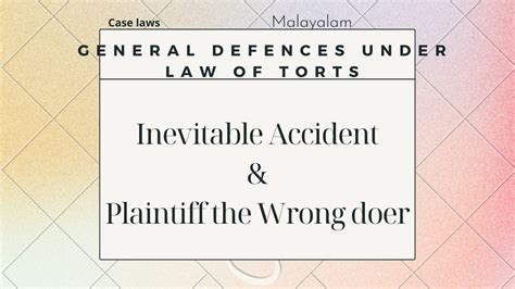 General Defenses Under Law Of Tort Plaintiff The Wrongdoer