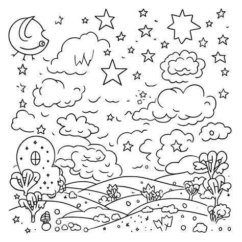 Printable Night Sky Coloring Pages Free For Kids And Adults