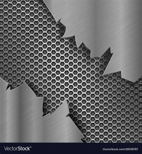 Metal Perforated Background With Torn Edges Vector Image