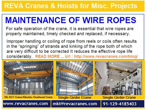 Reva Maintenanace Manual Of Eot Cranes Maintenance Of Wire Ropes For